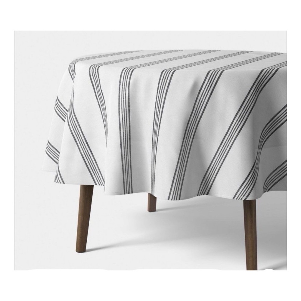 Threshold Round Tablecloth - Navy Striped 70" X 70"